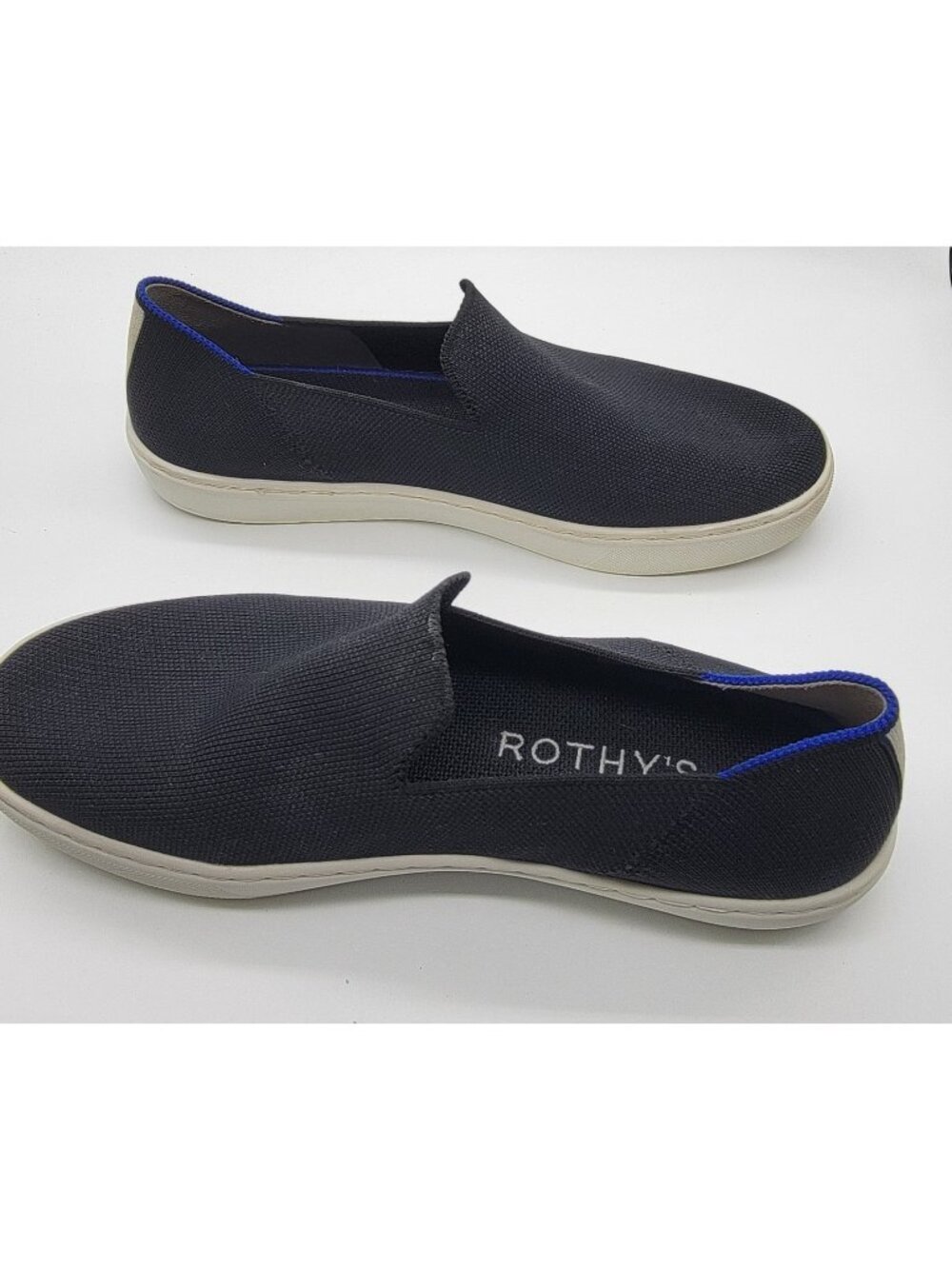 Rothy's The Original Womens Size 8.5 Black Blue Classic Comfort Slip On Shoes - Picture 7 of 8